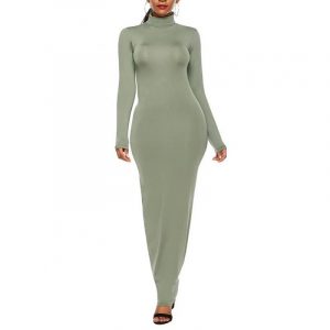 Maxi Dress with lLong Sleeves and TurtleNeck